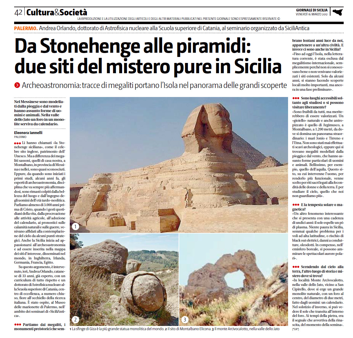 Giornale di Sicilia, 16 marzo 2012